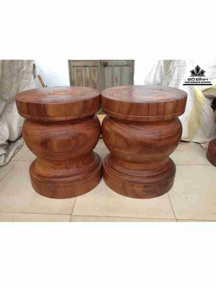 Cặp Đôn Gỗ Nguyên Khối Gỗ Lim Đá  Cao 42 Đường Kính 35 (cm)