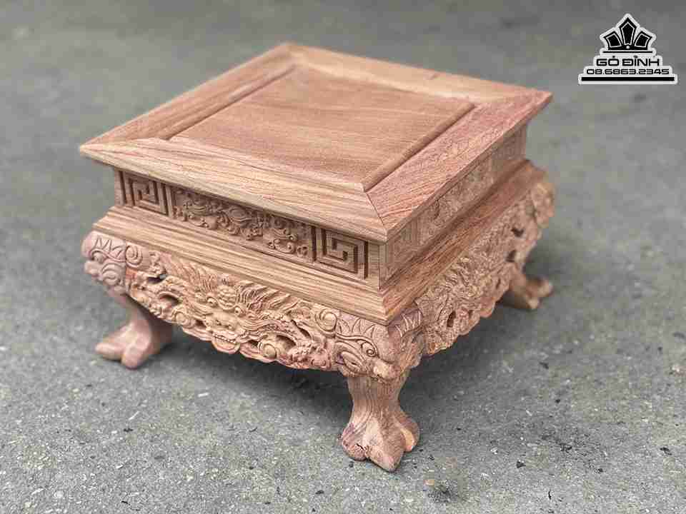 Kỷ Kê Tượng Gỗ Hương Cao 18 Mặt Vuông 25 (cm)