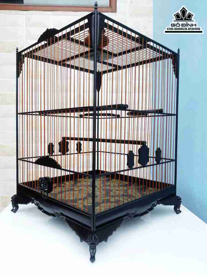 Lồng Chim Cảnh Gỗ Trắc Việt Cao 42 Vuông 37 (cm)