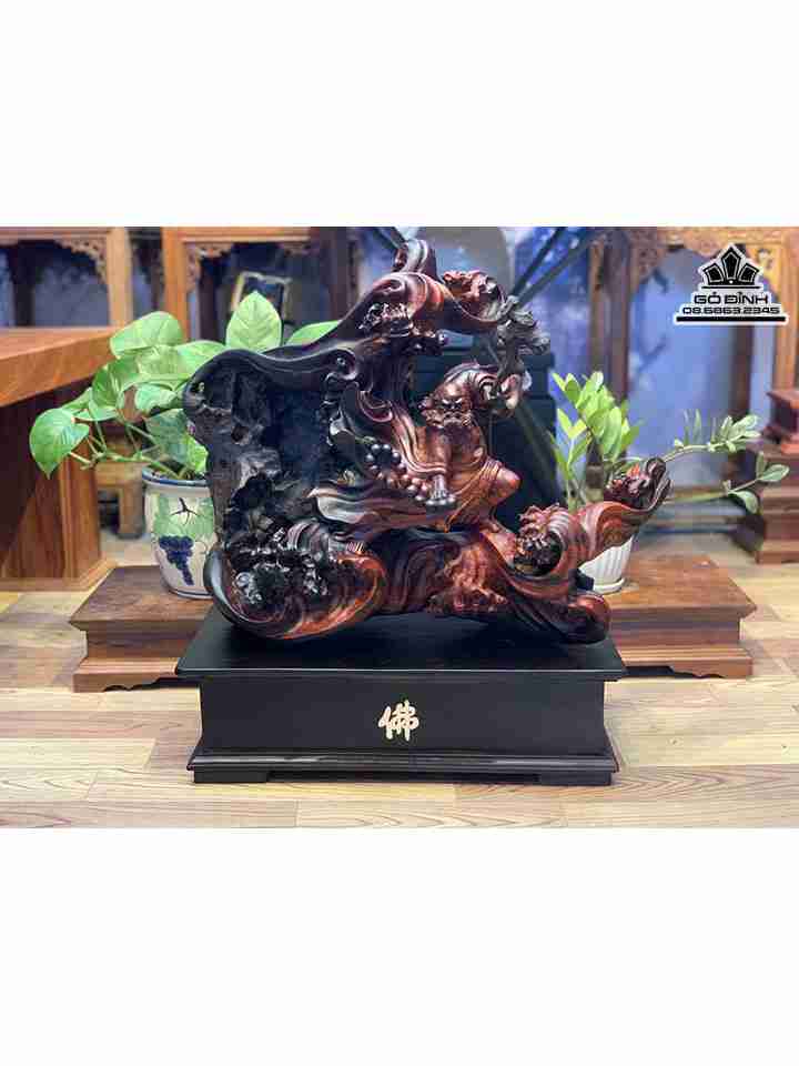 Tượng Đạt Ma Sư Tổ Múa Võ Gỗ Trắc  Cao 47 Ngang 55 Sâu 28 (cm)