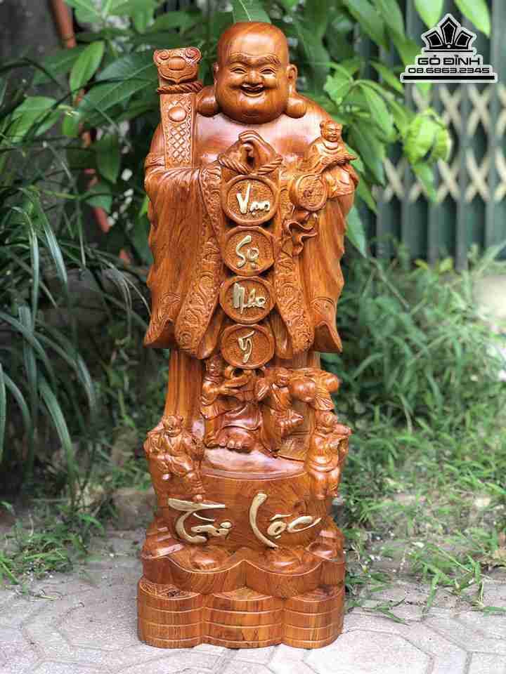 Tượng Phật Di Lặc Chúc Phúc Gỗ Hương  Cao 70 Ngang 26 Sâu 21 (cm)