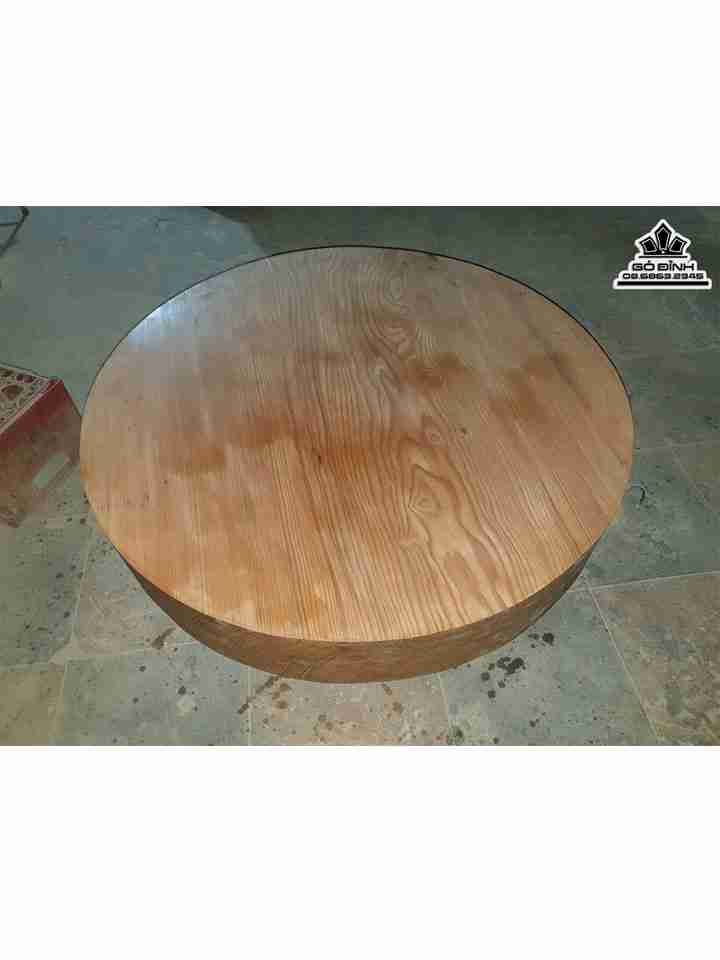 Mặt Bàn Tròn Nguyên Tấm Gỗ Du Sam  Đường Kính 1m1 Dày 17 (cm)