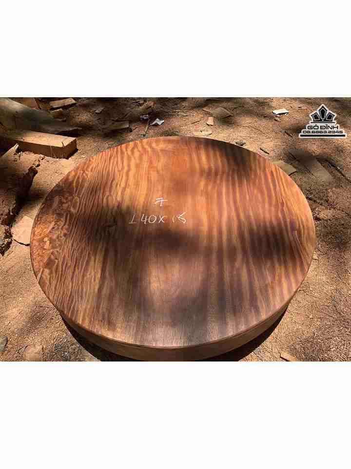 Mặt Bàn Tròn Nguyên Tấm Gỗ Cẩm Nam Phi  Đường Kính 140 Dày 18 (cm)