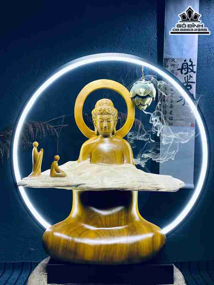 Tác Phẩm Phật Lộ Gỗ Trinh Nam  Cao 55 Ngang 50 Sâu 13 (cm)