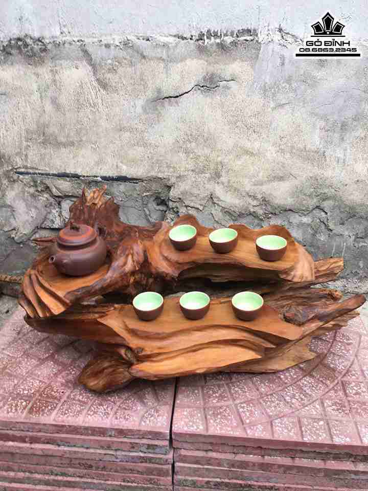 Khay Trà Gỗ Ngọc Am  Dài 65 Rộng 45 Dày 25 (cm)