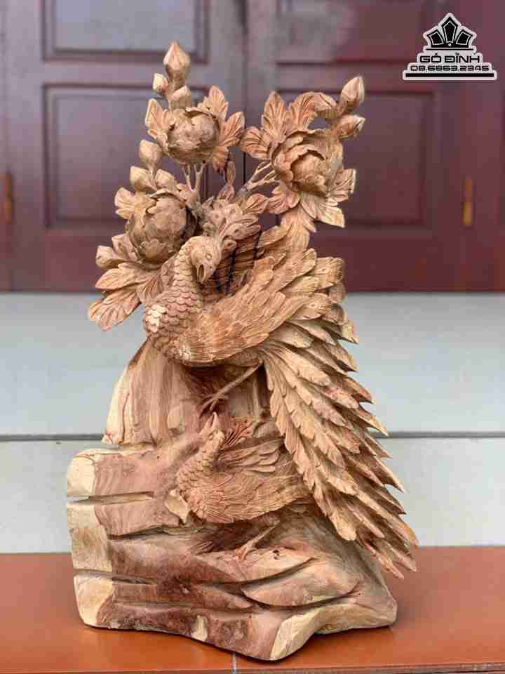 Tượng Phu Thê Viên Mãn Gỗ Hương  Cao 62 Rộng 38 Dày 20 (cm)