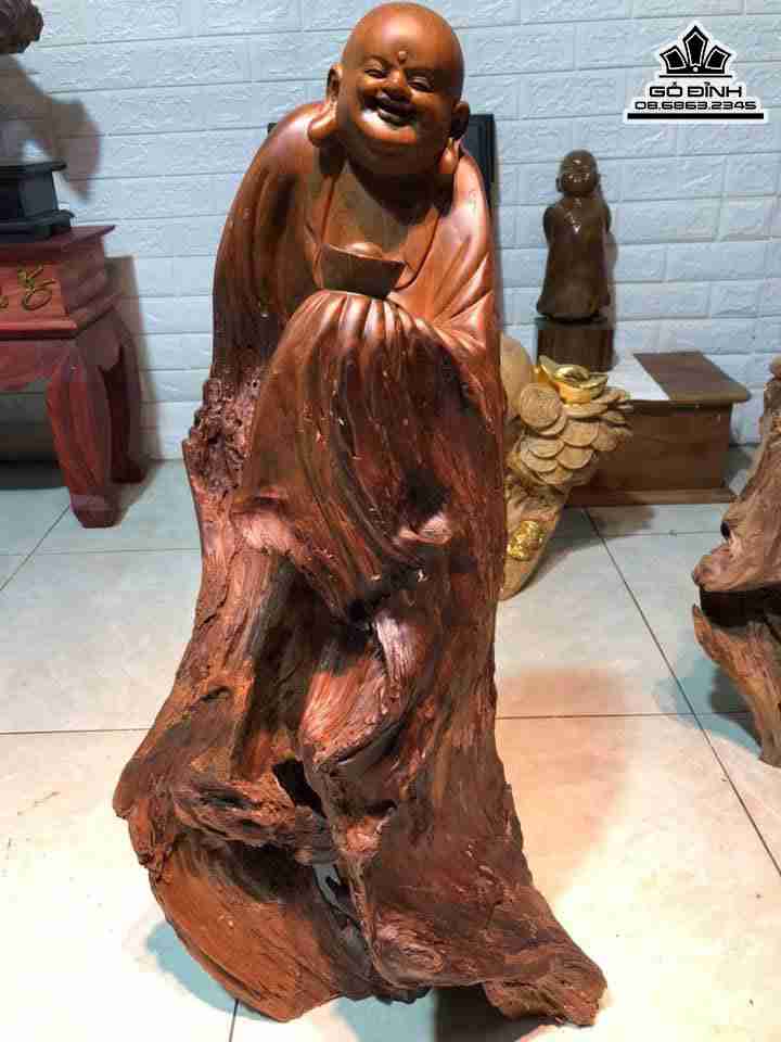 Tượng Phật Di Lặc Gỗ Bách Xanh  Cao 75 Rộng 35 Dày 20 (cm)