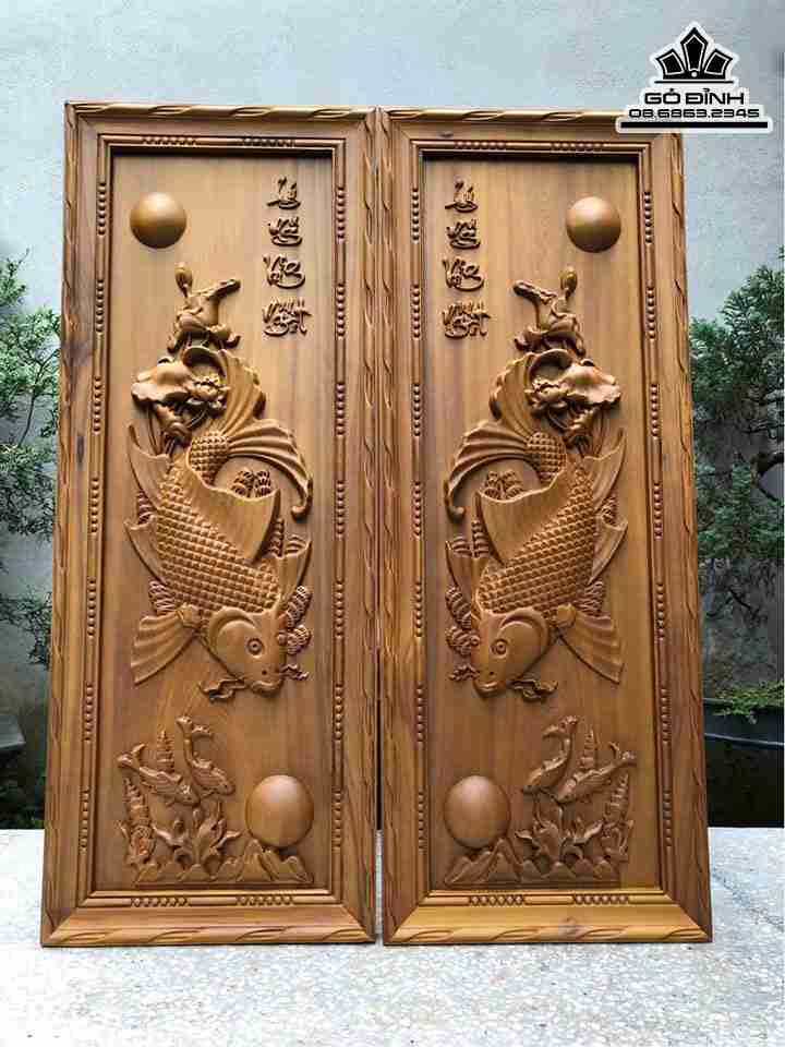 Tranh Lý Ngư Vọng Nguyện Gỗ Bách Xanh  Cao  89 Rộng 34 Dày 4 (cm)