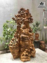 Tượng Phật Di lặc Ngũ Phúc Gỗ Bách Xanh  Cao 96 Ngang 65 Sâu 35 (cm)