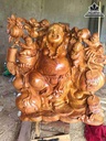 Tượng Phật Di Lặc Tam Phúc Gỗ Gõ Đỏ ( Cate)  Ngang 70 Cao 62 Sâu 30 (cm)