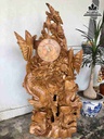 Đồng Hồ Cá Chép Hóa Rồng Gỗ Xá Xị ( Gù Hương )  Cao 122 Rộng 58 Sâu 32 (cm)
