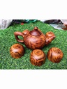 Bộ Ấm Chén Gỗ Sưa Bình  Dài 18 Đường Kính 10 Cao 11 Chén Cao 4 Đường Kính 5.8 (cm)