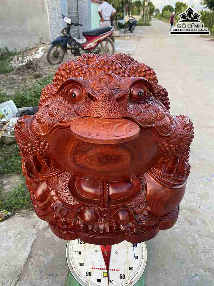 Tượng Cóc Thiềm Thừ Gỗ Hương Đỏ  Cao 50 Ngang 50 Sâu 50 (cm)