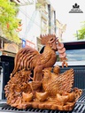 Tượng Gia Đình Gà Gỗ Hương Việt  Cao 71 Ngang 78 Sâu 30 (cm)