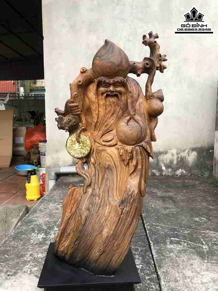 Tượng Ông Thọ Gỗ Bách Xanh  Cao 62 Ngang 29 Sâu 16 (cm)