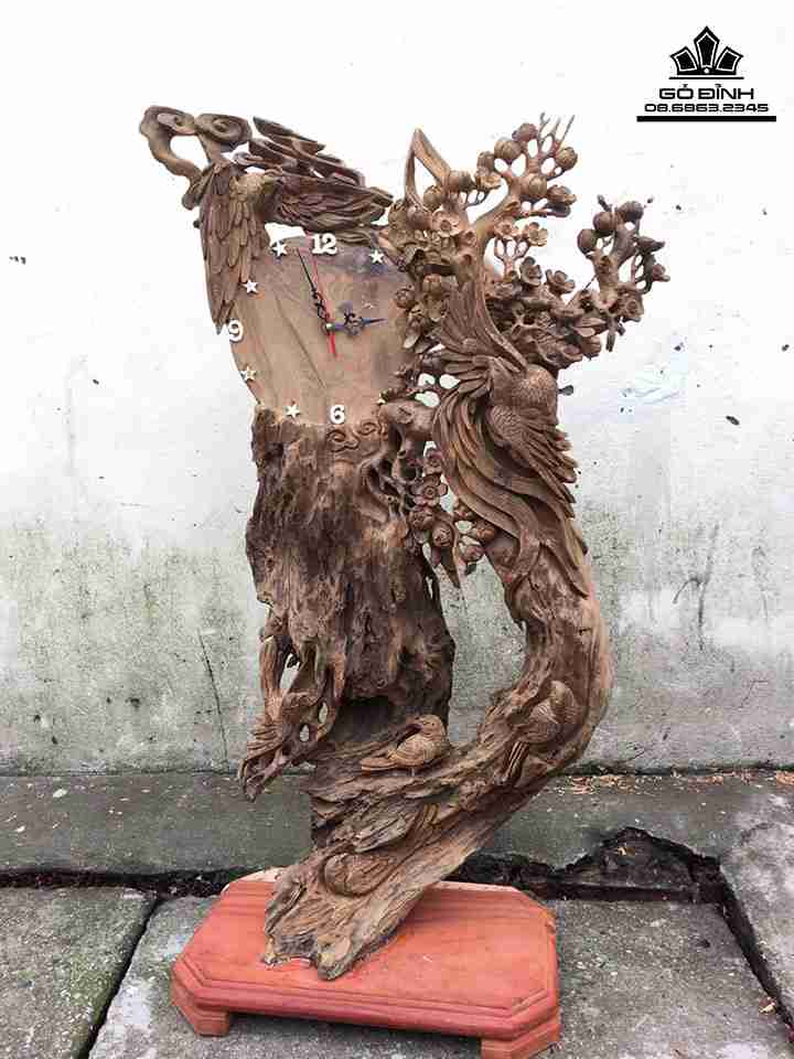 Tượng Phu Thê Viên Mãn Gỗ Bách Xanh  Cao 88 Ngang 48 Sâu 30 (cm)