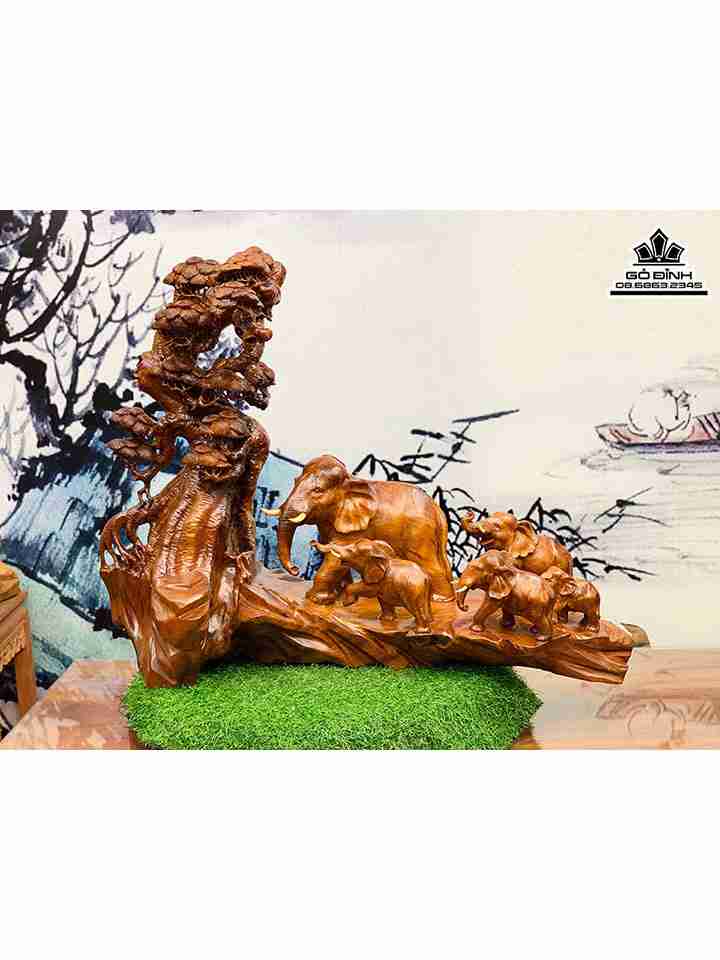 Cầu Voi Gỗ Hương Việt  Cao 73 Ngang 96 Sâu 35 (cm)