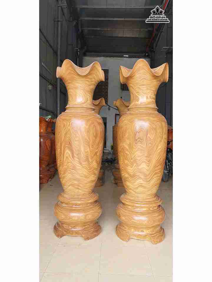Cặp Lục Bình Gỗ Cẩm Vàng  Cao 220 Đường Kính 64 (cm)