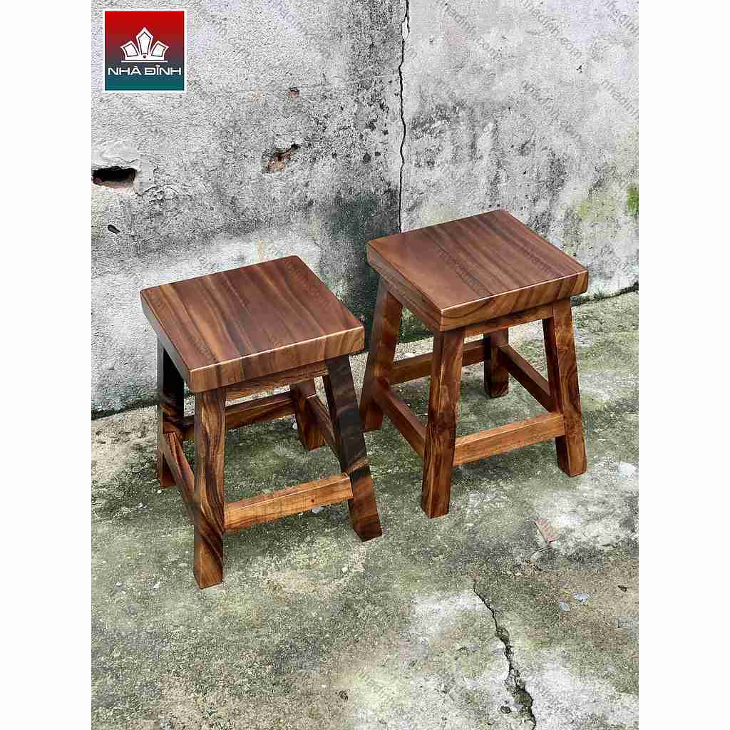 Ghế Gỗ Me Tây  Cao 45 Mặt Vuông 45-30 (cm)
