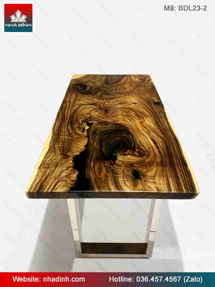 Bàn Ăn, Bàn Làm Việc Gỗ Me Tây Nguyên Khối  Dài 160 Rộng 79 Dày 5 (cm)