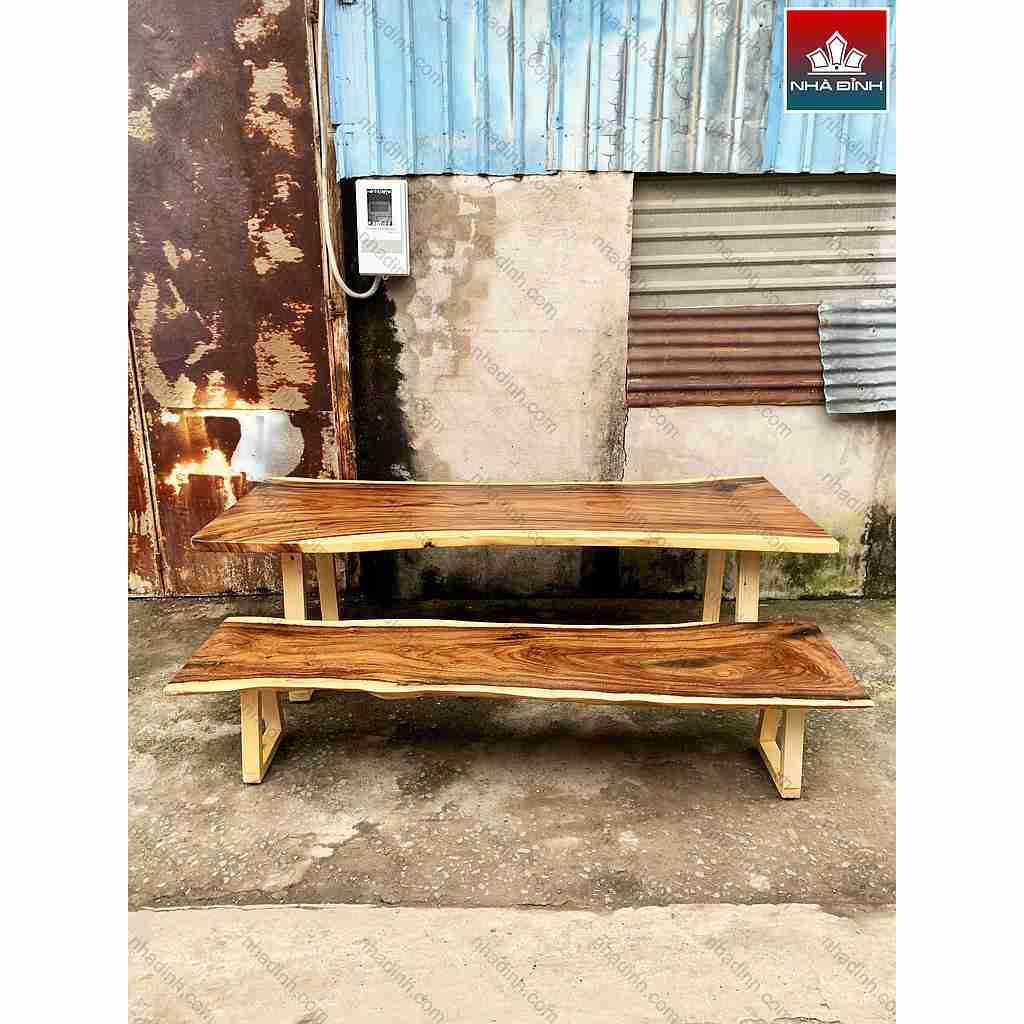 Bộ Bàn Gỗ Me Tây Dài 240 Rộng 80-90  Cao 75 (cm)