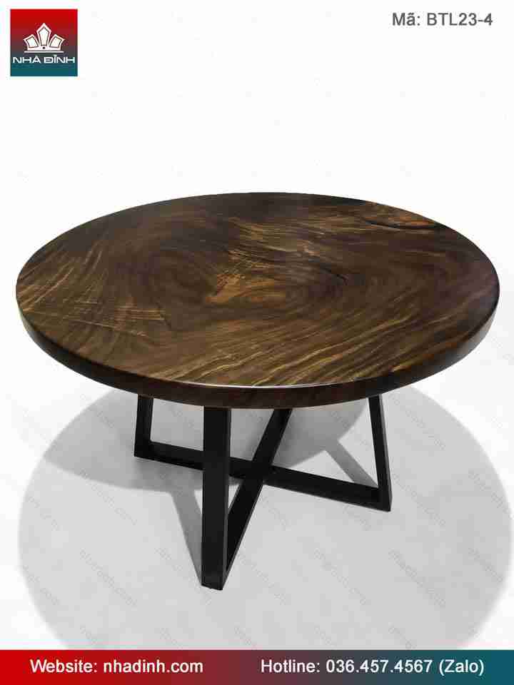 Bàn Tròn Gỗ Me Tây Nguyên Khối  Đường Kính 117,5 Dày 5 (cm)