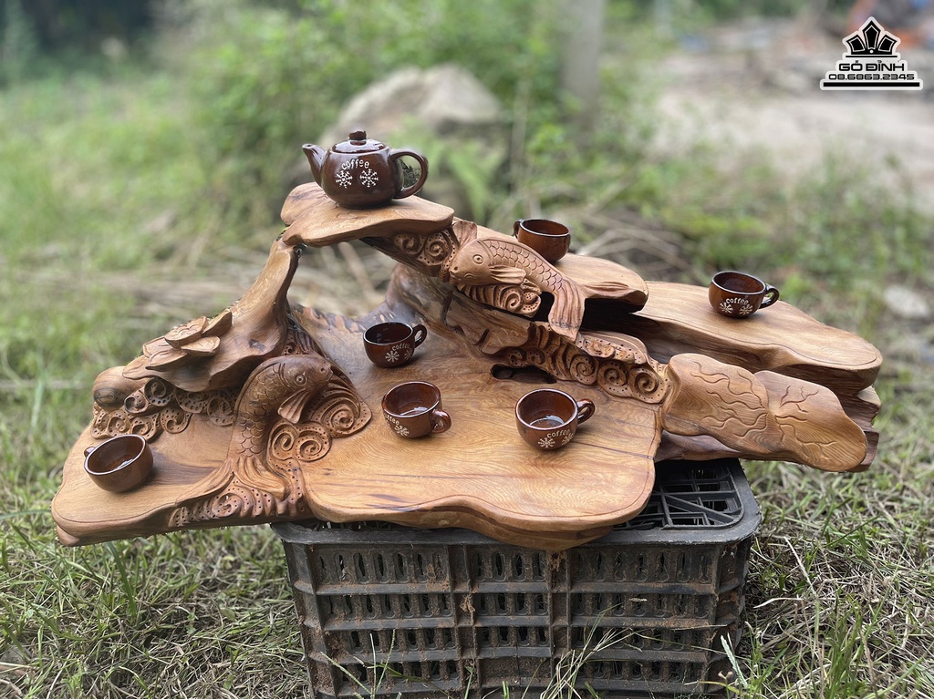 Khay Trà Gỗ Ngọc Am Cao 30 Dài 95 Rộng 50 (cm)