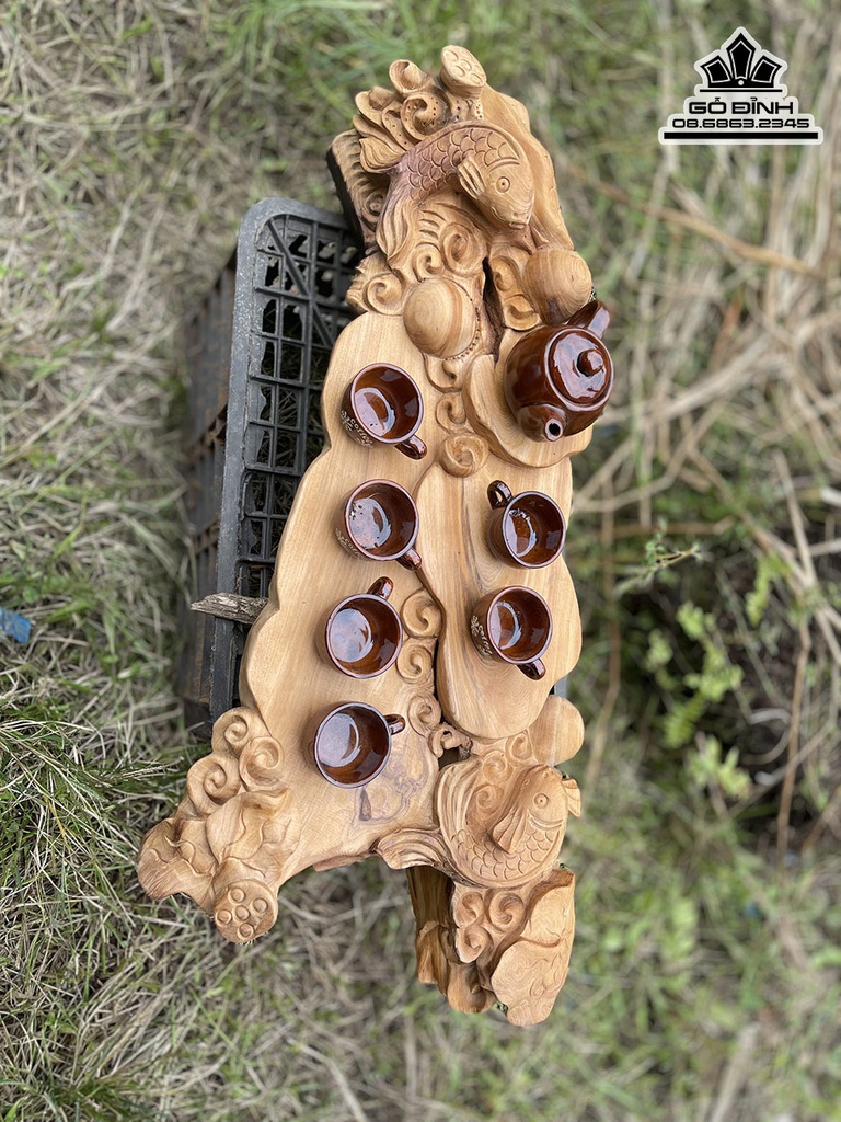 Khay Trà Gỗ Ngọc Am Cao 16 Dài 81 Rộng 37 (cm)