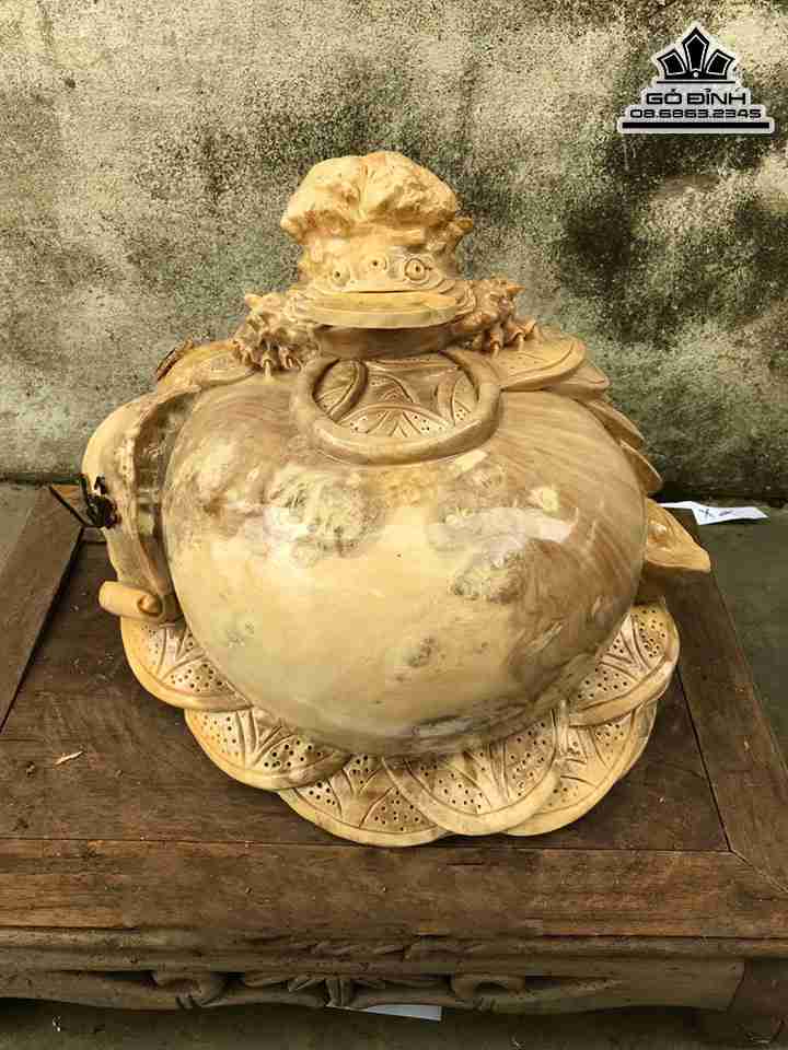 Tượng Cóc Chấn Lộc Gỗ Nu Nghiến  Cao 28 Ngang 31 Sâu 21 (cm)