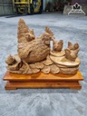 Tượng Đàn Gà Gỗ Ngọc Am Cao 31 Ngang 47 Sâu 28 (cm)