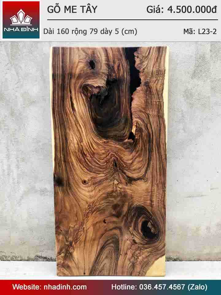 Mặt Bàn Gỗ Me Tây Nguyên Khối Dài 160 Rộng 79 Dày 5 (cm) 