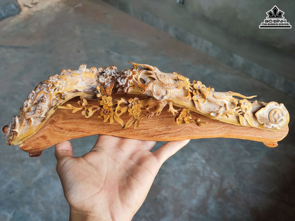 Cầu Như Ý Gỗ Hoàng Đàn Cao 9 Ngang 34 Sâu 7 (cm)