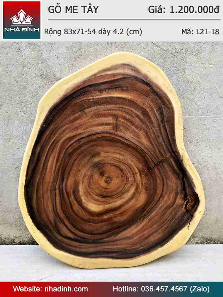 Bàn Sofa Gỗ Me Tây Nguyên Khối Rộng 83x71-54 Dày 4,2 (cm) 