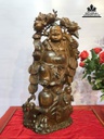 Tượng Phật Di Lặc Vác Cành Đào Gỗ Bách Xanh Cao 66 Ngang 30 Sâu 22 (cm)