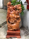 Tượng Phật Di Lặc Vác Cành Đào Gỗ Hương Cao 70 Ngang 40 Sâu 20 (cm)