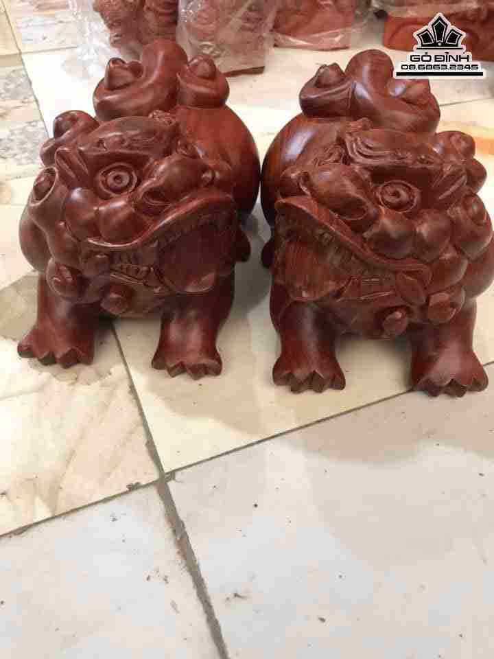 Tượng Nghê Gỗ Hương  Ngang 20 Cao 12 (cm)