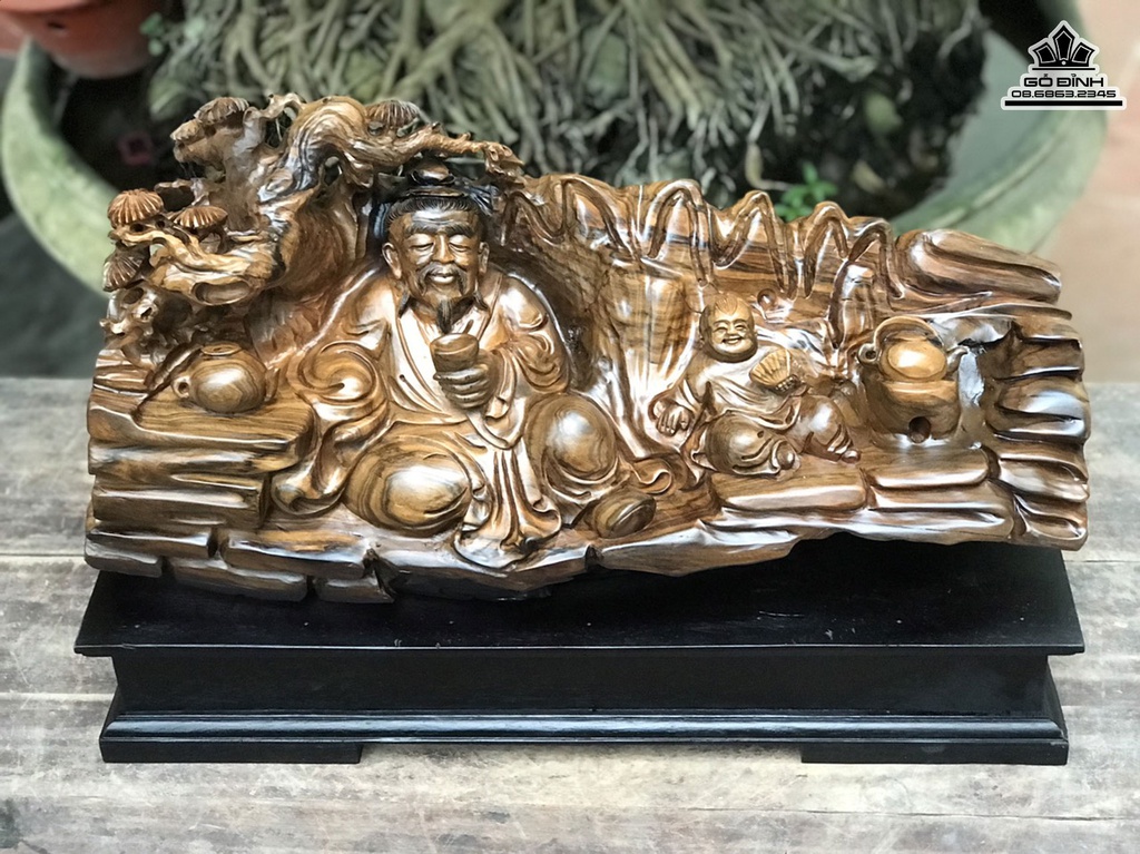 Tượng Thần Trà Gỗ Bách Xanh Cao 26 Ngang 58 Sâu 26 (cm)