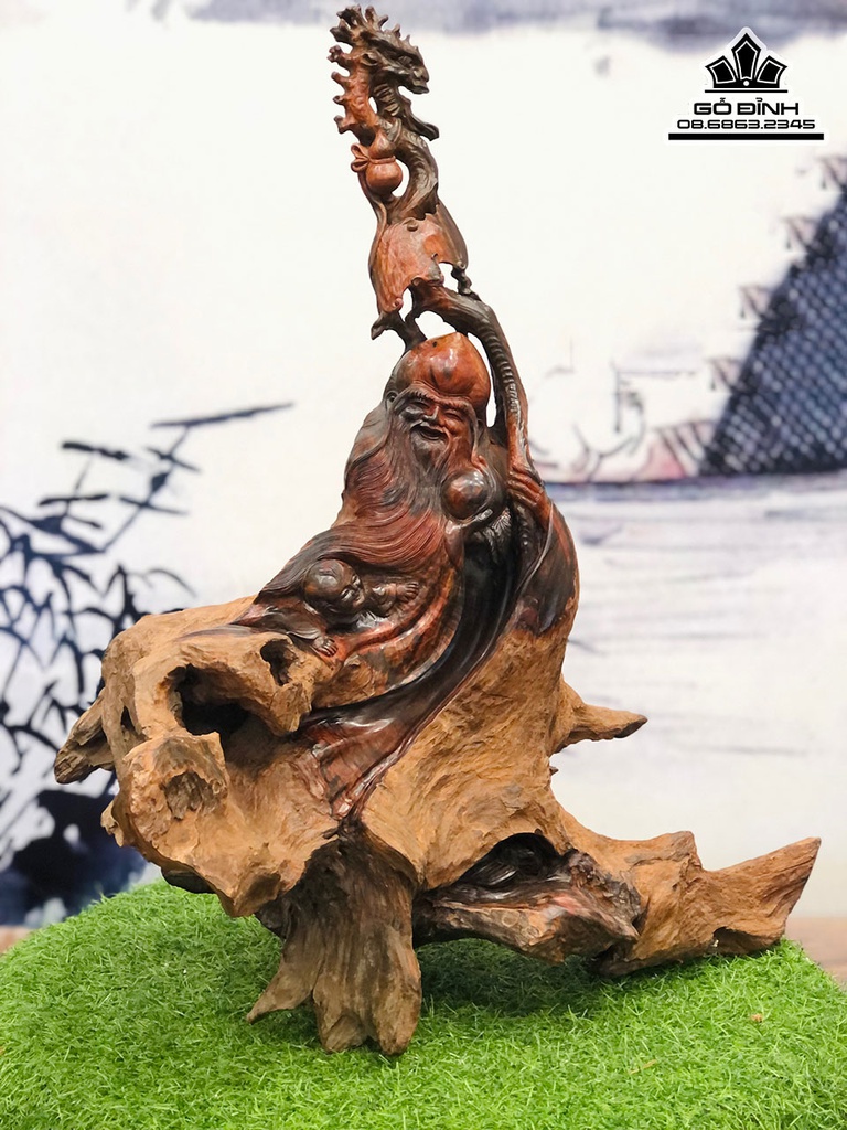 Tượng Ông Thọ Gỗ Trắc Cao 69 Ngang 60 Sâu 33 (cm)