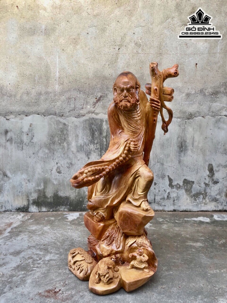 Tượng Đạt Ma Sư Tổ Gỗ Hương Việt Cao 89 Ngang 45 Sâu 40 (cm)