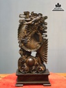Tượng Cá Chép Hóa Rồng Gỗ Mun Hoa Cao 70 Ngang 29 Sâu 11 (cm)