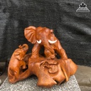 Tượng Voi Mẫu Tử Gỗ Hương Việt Cao 46 Ngang 60 Sâu 46 (cm)