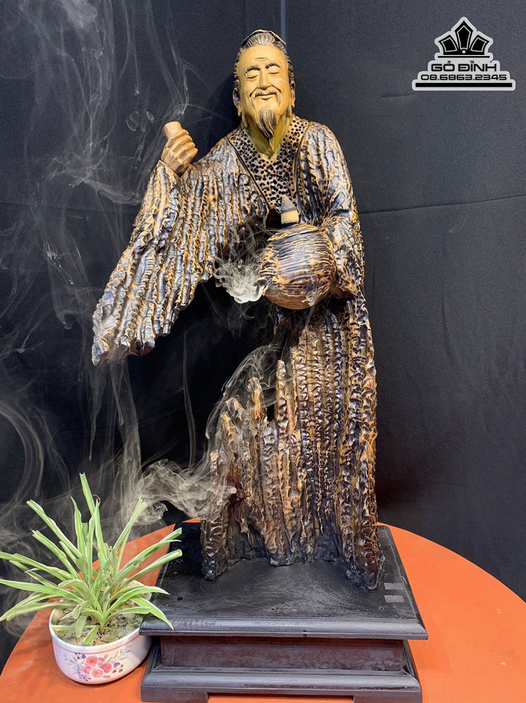 Tượng Thần Trà Gỗ Bách Xanh Mộc Châu Cao Kỷ Cao 75 Ngang 30 Sâu 23 (cm)