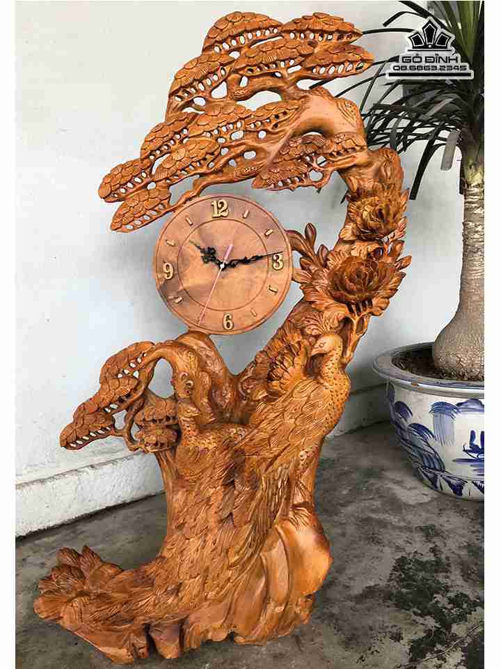 Đồng Hồ Phu Thê Viên Mãn Gỗ Hương  Cao 83 Ngang 50 Sâu 25 (cm)