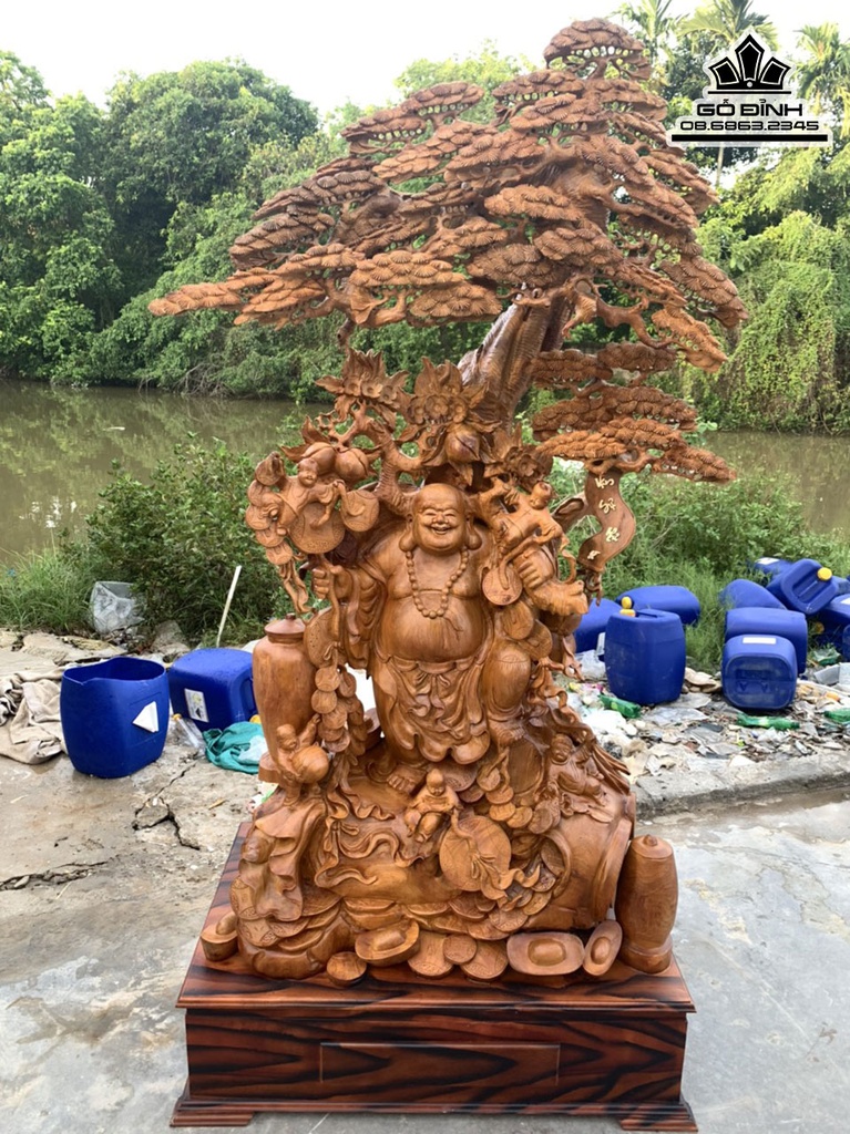 Tượng Cụ Di Lặc Ngũ Phúc Cả Kỷ Cao 215 Rộng 112 Sâu 62 (cm)