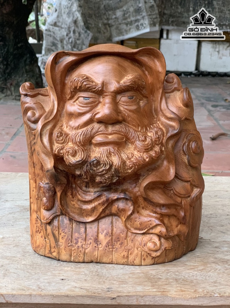 Diện Đạt Ma Sư Tổ Gỗ Nu Ngọc Am Cao 26 Ngang 23 sâu 8 (cm)