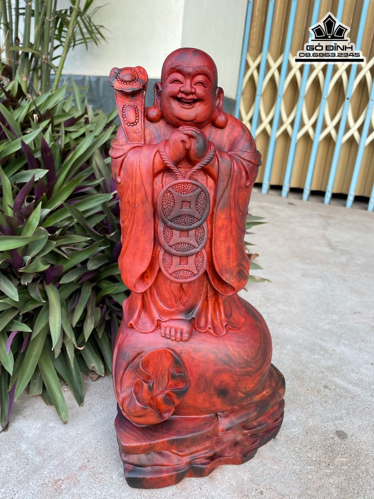 Tượng Phật Di Lặc Gỗ Trắc Việt Cao 42 Ngang 22 Sâu 16 (cm)