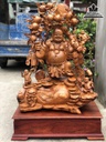 Tượng Phật Di Lặc Tam Phúc Gỗ Hương Việt Cao Cả Kỷ 118 Ngang 75 Sâu 40 (cm)