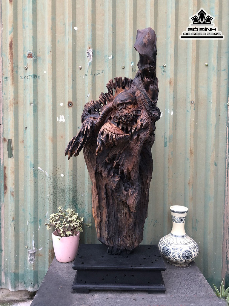 Tượng Đạt Ma Sư Gỗ Bách Xanh Cao 86 Ngang 36 Sâu 22 (cm)