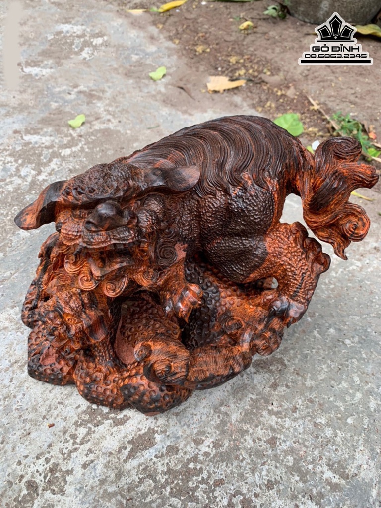 Tượng Kỳ Lân Gỗ Trắc Cao 18 Ngang 26 Sâu 20 (cm)