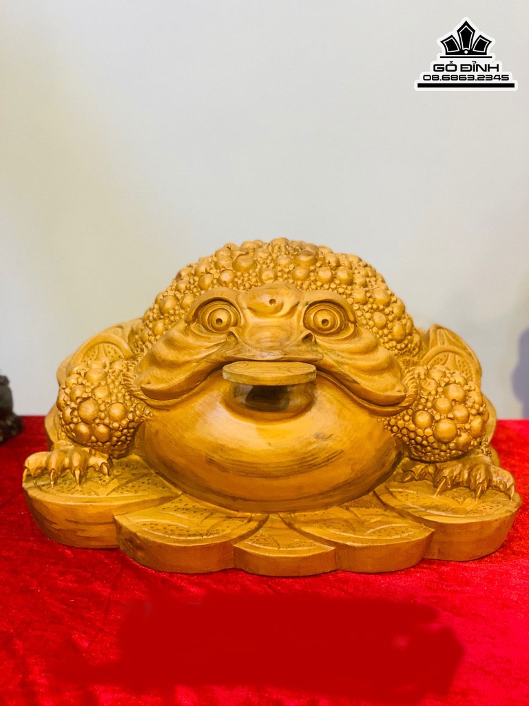 Tượng Cóc Thềm Thừ Gỗ Ngọc Am Cao 30 Ngang 38 Sâu 50 (cm)